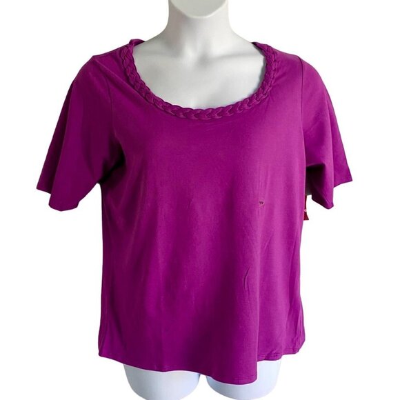Avenue Stretch Tee Purple with Detailed Neckline Women's Size 14/16 NEW NWT - Picture 1 of 9